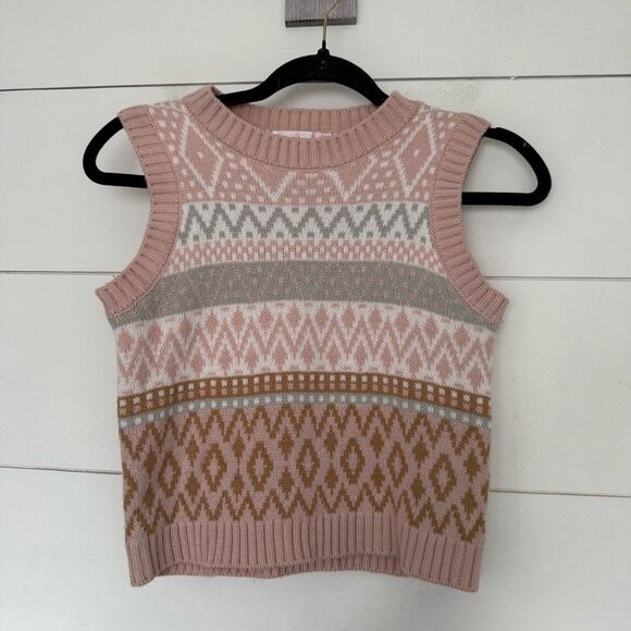 Hazel Moon Women’s Extra Small Pink Patterned Sweater Vest - Picture 1 of 5